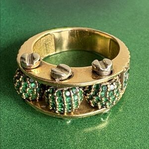 Authentic Three Balls Emerald Ring